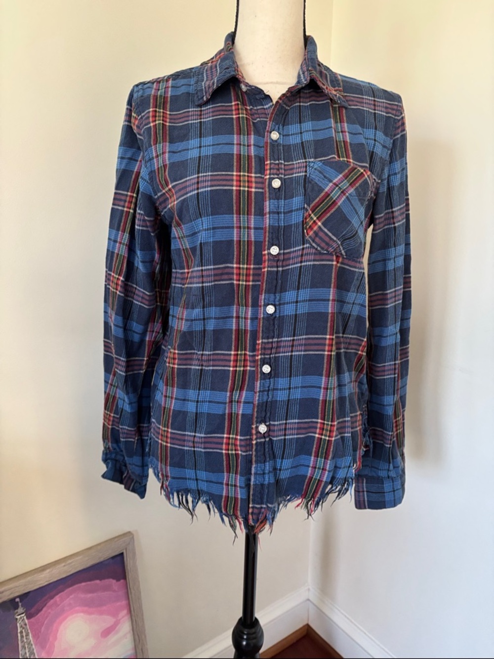 NSF Blue Plaid Casual Button-Down Shirt - Picture 1 of 5